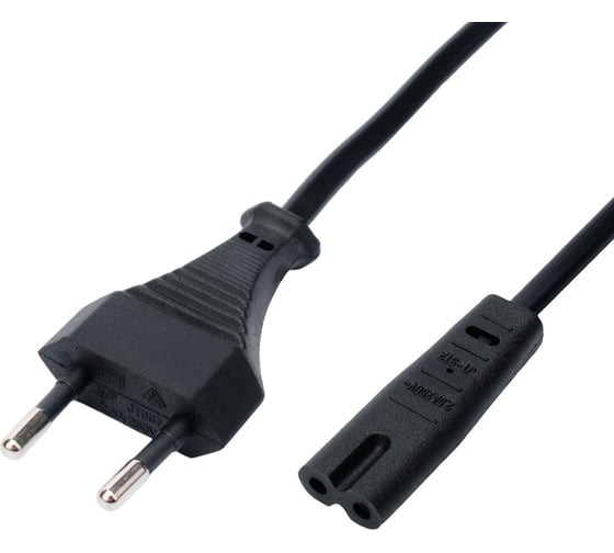 Изображение товара Кабель питания Cablexpert CEE 7/16-C7, 2х0.75мм2, 2.5A, VDE, 3м, черный, пакет, PC-184-VDE-3M