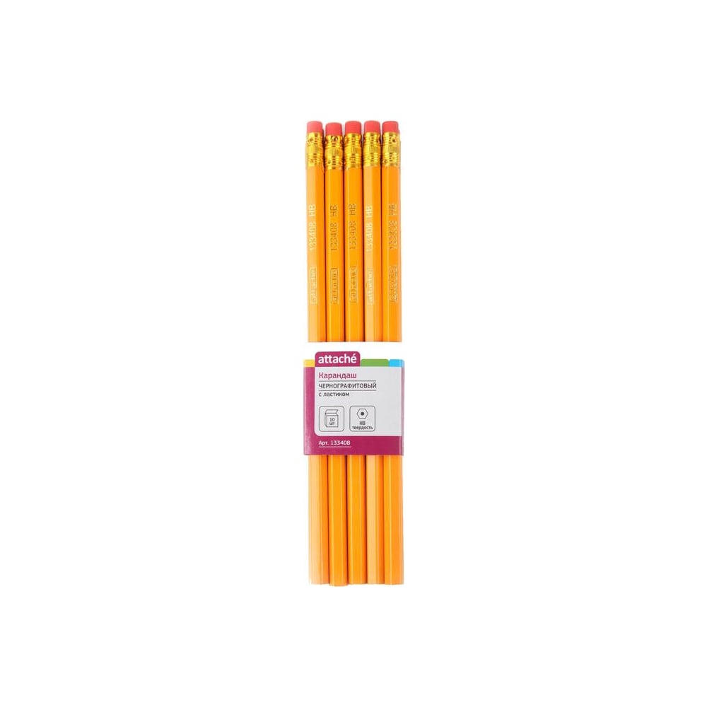 Чернографитный карандаш Attache карандаш чернографитный с ластиком hb гарри поттер круглый заточенный в пластиковой тубе