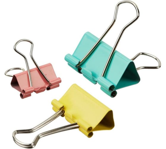 Изображение товара Зажим для бумаг Attache ассорти цветные, 19 мм., 25 мм., 32 мм., 10 шт., европодве 509195
