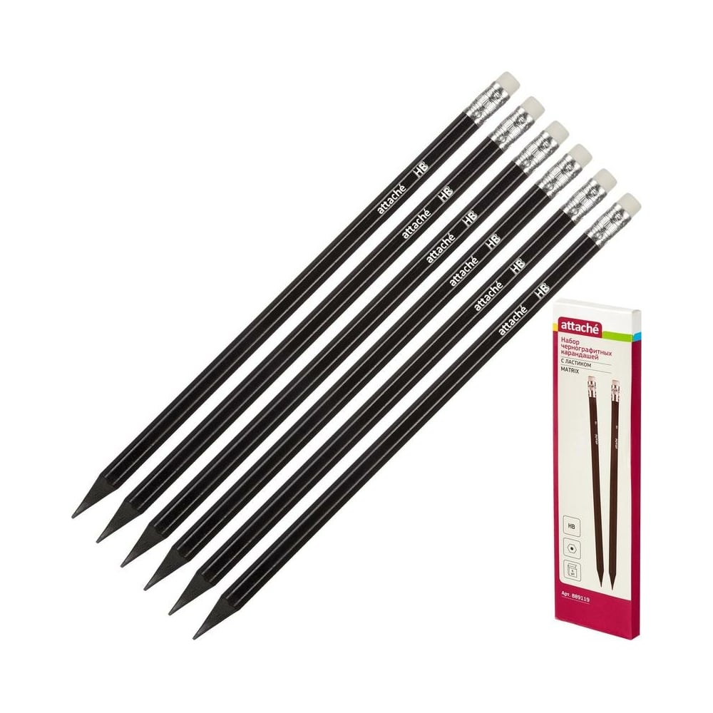 Чернографитный карандаш Attache карандаш чернографитный с ластиком hb гарри поттер круглый заточенный в пластиковой тубе
