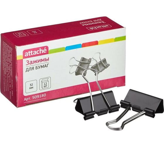 Изображение товара Зажим для бумаг Attache 32 мм., 12 шт., в картонной коробке 509180