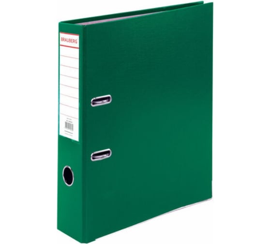 Изображение товара Папка-регистратор BRAUBERG покрытие пластик, 75 мм, прочная, с уголком, зеленая 226597