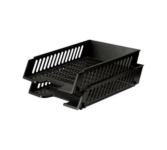 Изображение товара Горизонтальные лотки для бумаг BRAUBERG набор 2 шт, 358х272х177.5 мм, сетчатые, черные-MAXI 231360