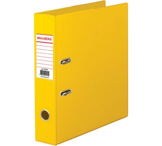 Изображение товара Папка-регистратор BRAUBERG с двухсторонним покрытием из ПВХ, 70 мм, желтая 222650