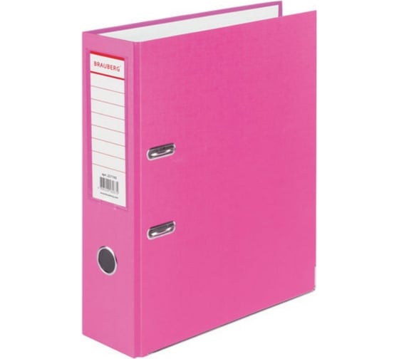Изображение товара Папка-регистратор BRAUBERG с покрытием из ПВХ, 80 мм., с уголком, розовая, удвоенный срок службы 227195