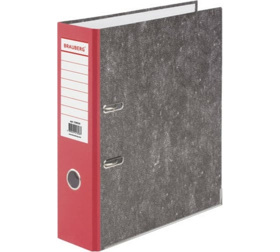 Изображение товара Папка-регистратор BRAUBERG усиленный корешок, мраморное покрытие, 80 мм., с уголком, красная 228029