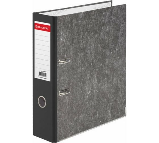 Изображение товара Папка-регистратор BRAUBERG фактура стандарт, с мраморным покрытием, 75 мм., черный корешок 220987