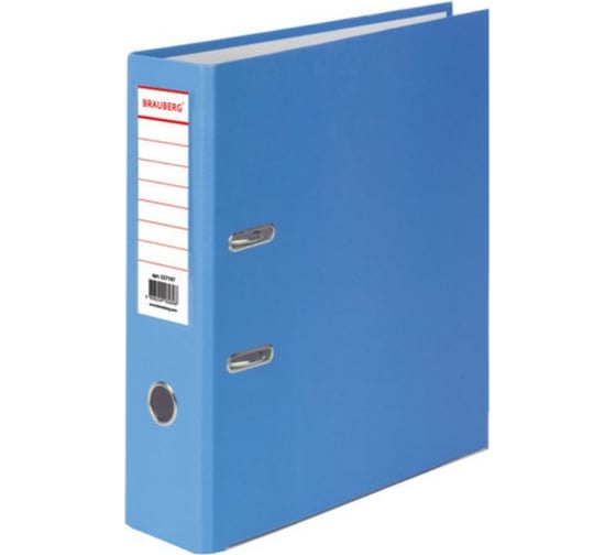 Изображение товара Папка-регистратор BRAUBERG с покрытием из ПВХ, 80 мм, с уголком, голубая, удвоенный срок службы 227197