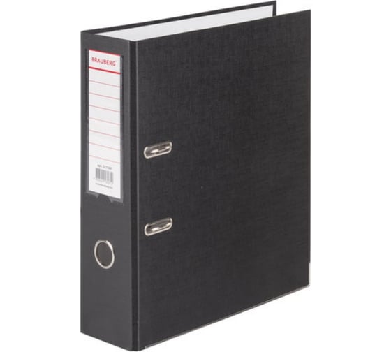 Изображение товара Папка-регистратор BRAUBERG с покрытием из ПВХ, 80 мм., с уголком, черная, удвоенный срок службы 227189