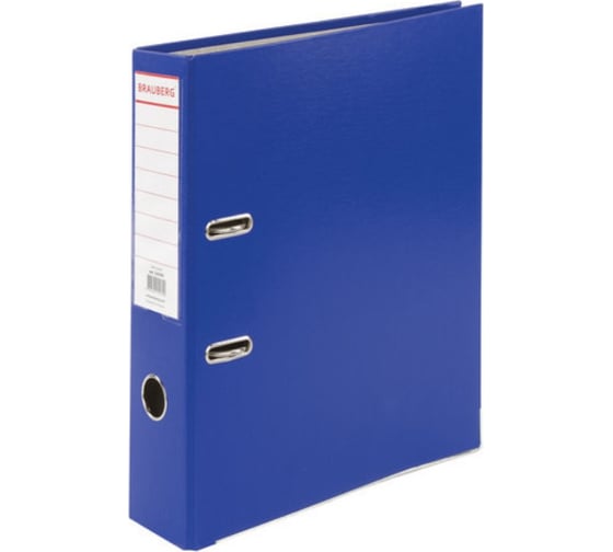 Изображение товара Папка-регистратор BRAUBERG покрытие пластик, 75 мм., прочная, с уголком, синяя 226596