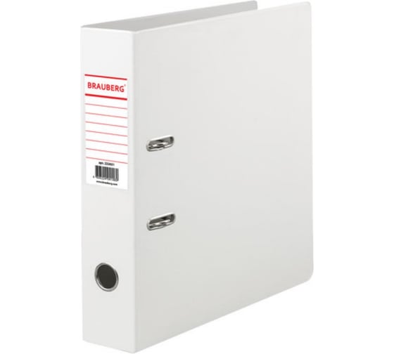 Изображение товара Папка-регистратор BRAUBERG с двухсторонним покрытием из ПВХ, 70 мм., белая 222651