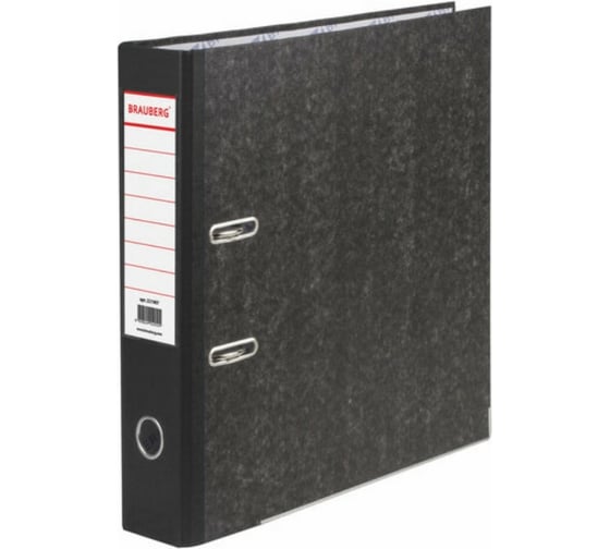 Изображение товара Папка-регистратор BRAUBERG мраморное покрытие, А4 +, содержание, 70 мм, черный корешок 221987