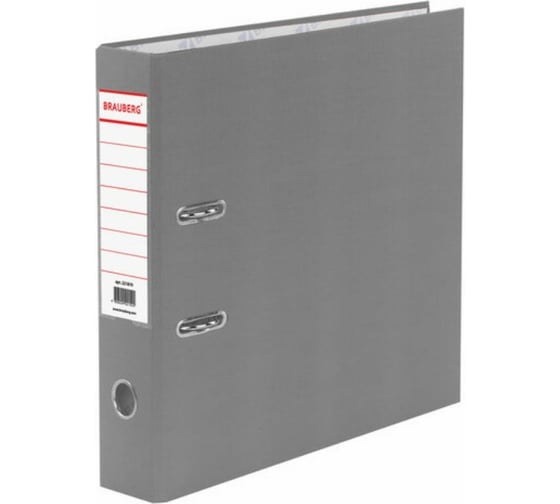 Изображение товара Папка-регистратор BRAUBERG с покрытием из ПВХ, 70 мм, серая, удвоенный срок службы 221819