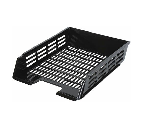 Изображение товара Горизонтальный лоток для бумаг BRAUBERG "Basic", А4, 360x270x75 мм, с пазами, сетчатый, черный 237011