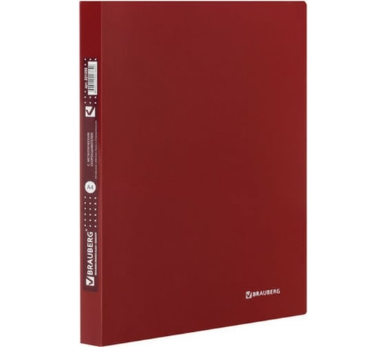 Изображение товара Папка 16 шт в упаковке BRAUBERG с металлическим скоросшивателем и внутренним карманом Диагональ т-красная до 100 л. 06 мм.  221355