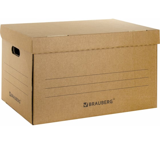 Изображение товара Архивный короб BRAUBERG "Делопроизводство" 325х480х295 мм, с крышкой, гофрокартон 126523