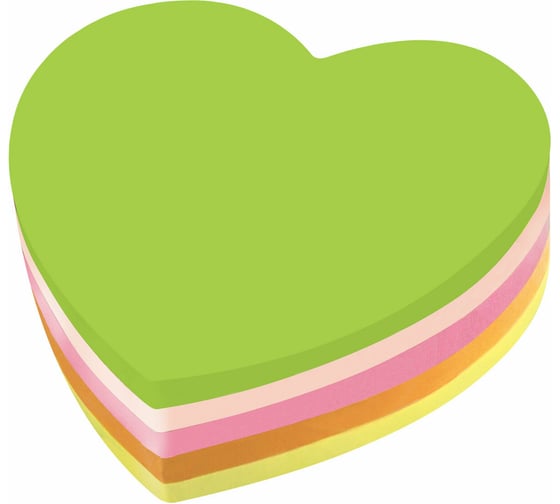 Изображение товара Блок самоклеящийся (стикеры) BRAUBERG фигурный, НЕОН Сердце, 250л, 5 цветов 126690