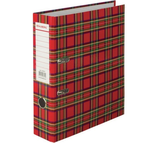 Изображение товара Папка-регистратор BRAUBERG ламинированная, 75 мм, шотландка 222074