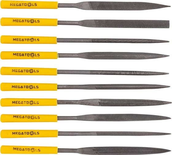 Изображение товара Набор разнопрофильных надфилей MEGATOOLS 140мм, 10 предметов MT-6163(60881)