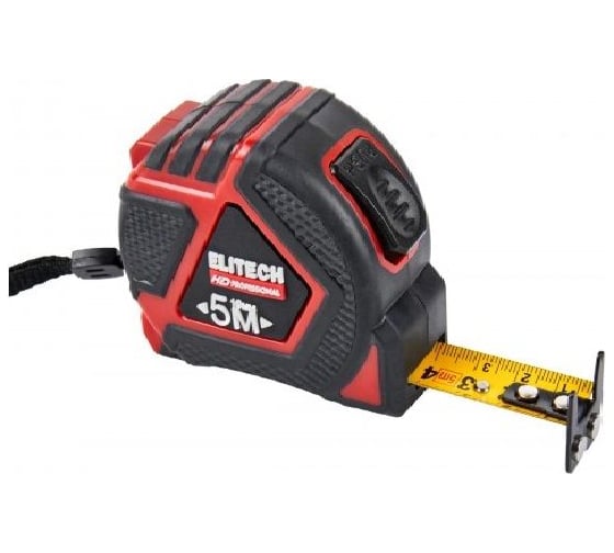 Изображение товара Рулетка Elitech 5 м, 19 мм, магнитный двусторонний зацеп, двусторонняя шкала, автостоп 310401 HD 207190