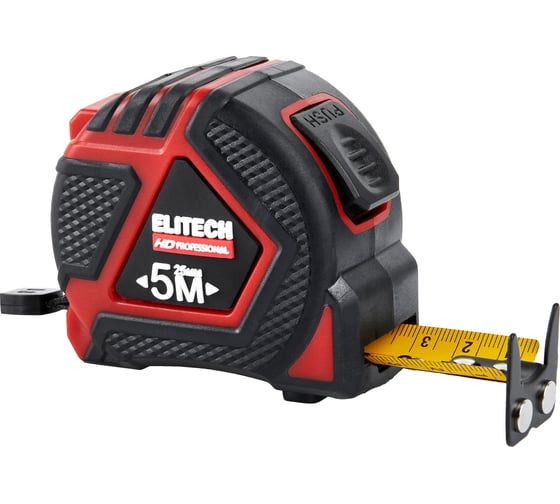 Изображение товара Рулетка Elitech 5 м, 25 мм, магнитный двусторонний зацеп, двусторонняя шкала, автостоп 310402 HD 207191