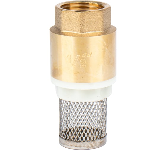 Изображение товара Обратный клапан DORON латунь, 1/2", с пластиковым штоком с сеточкой 8430