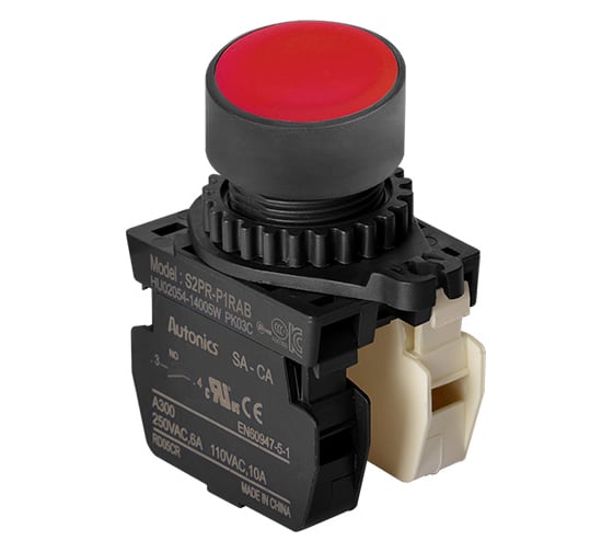 Изображение товара Кнопочный выключатель Autonics S2PR-P1RAB, красный, 1НО+1НЗ, артикул A5550001478R