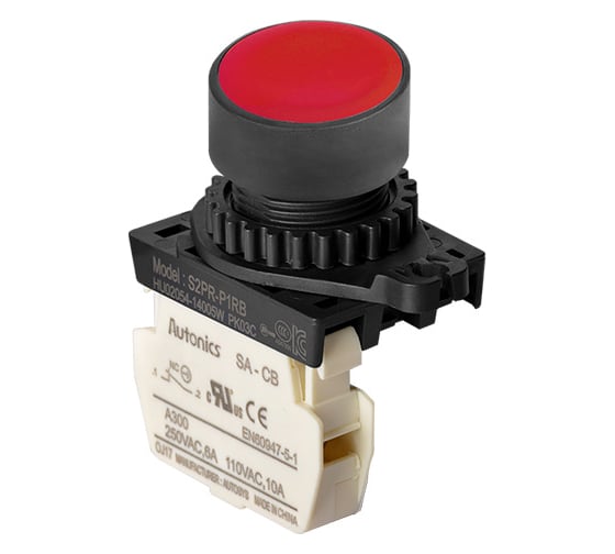 Изображение товара Кнопочный выключатель S2PR-P1RB, красный, 1НЗ Autonics (Китай) 51080202750111