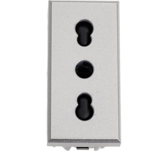 Изображение товара Розетка Bticino Axolute 2К+З, 10/16 А 250 В~ с экранированными контактами, алюминий HC4180