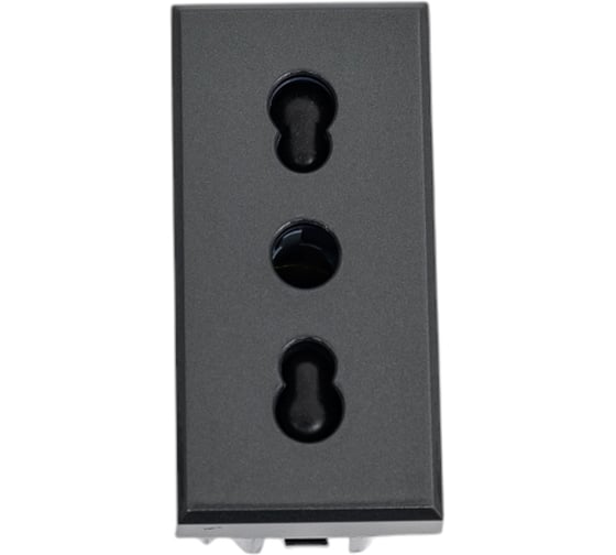 Изображение товара Розетка Bticino Axolute 2К+З, 10/16 А 250 В~ с экранированными контактами, цвет антрацит HS4180