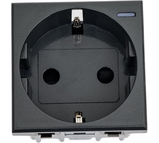 Изображение товара Розетка Bticino Axolute 2К+З, 10/16 А 250 В с боковыми заземляющими контактами Schuko, с экранированными контактами, цвет антрацит, немецкий стандарт HS4141