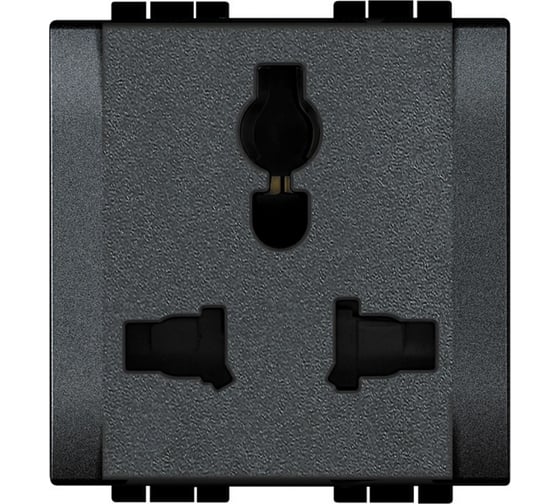 Изображение товара Розетка Bticino Livinglight "мультистандарт",5/6/10/13А 127В/250В, 2 модуля, антрацит L4139