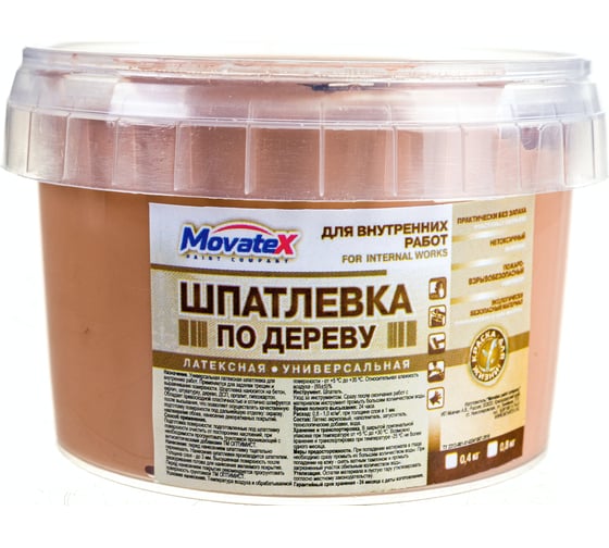 Изображение товара Шпаклевка по дереву (0.4 кг; каштан) Movatex Т16163
