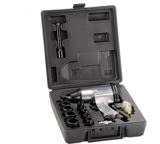 Изображение товара Гайковерт пневматический BYAROSS 1/2, в кейсе с комплектом головок 9,10,11,13,14,17,19,22,24,27, удлинитель125, масленка+ниппель, 2.2 кг FD-2508K