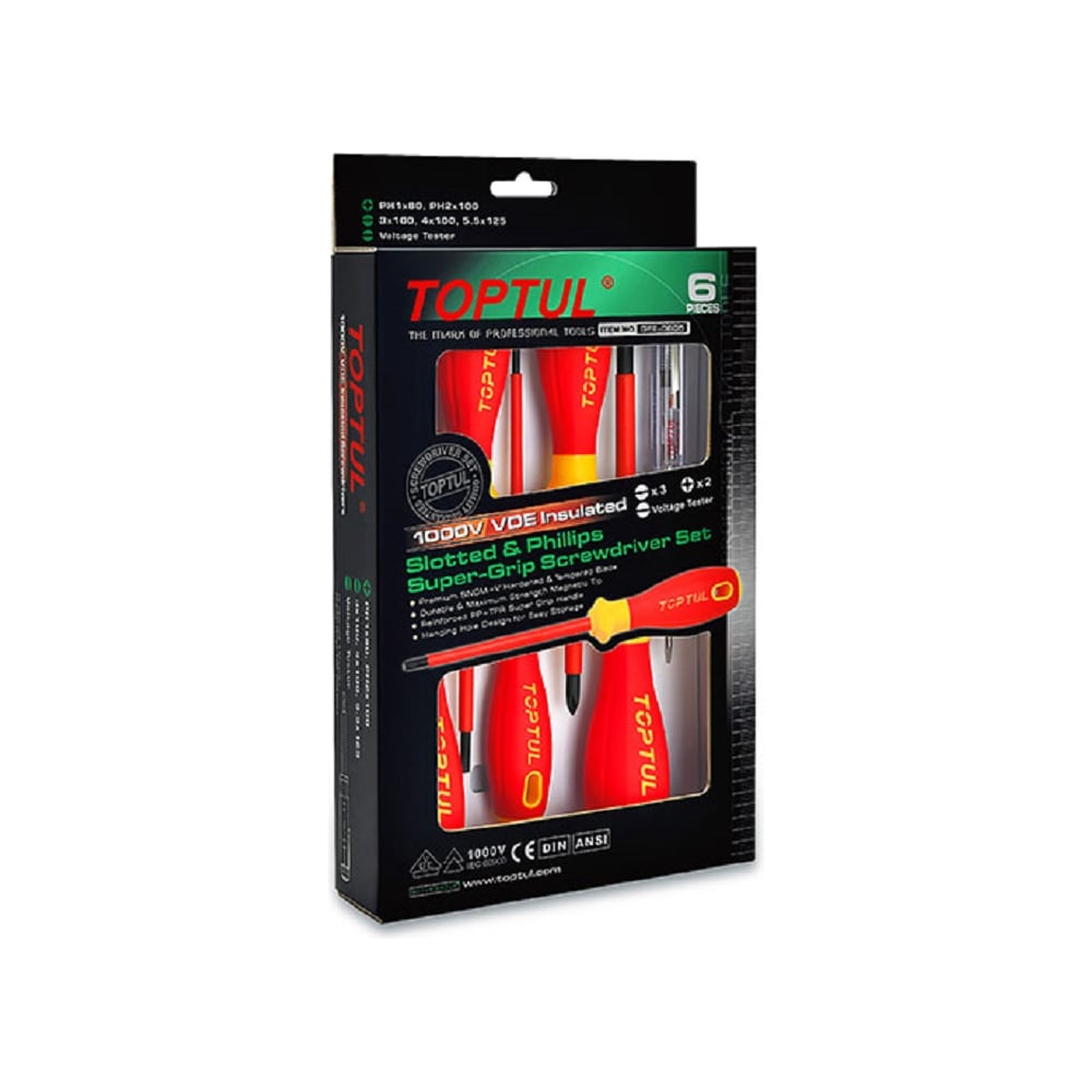 Изображение товара Набор отверток TOPTUL VDE 6 предметов с диэлектрическим покрытием