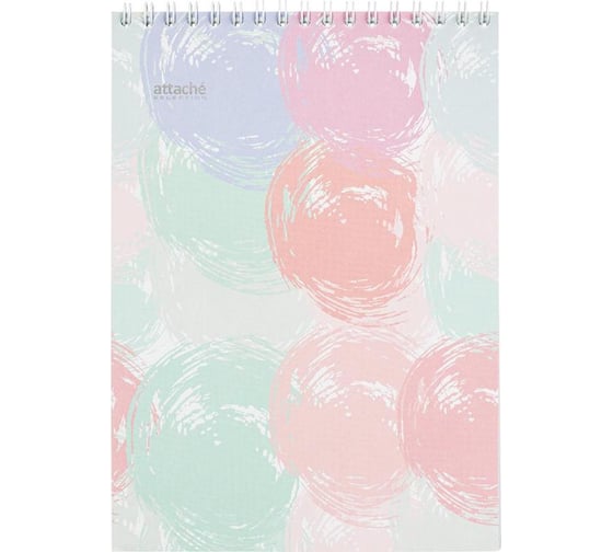 Изображение товара Блокнот 68 шт в упаковке Attache Selection А5 80л клетка греб. верх обложка матовая ламинированная Pastel Круги 1148855