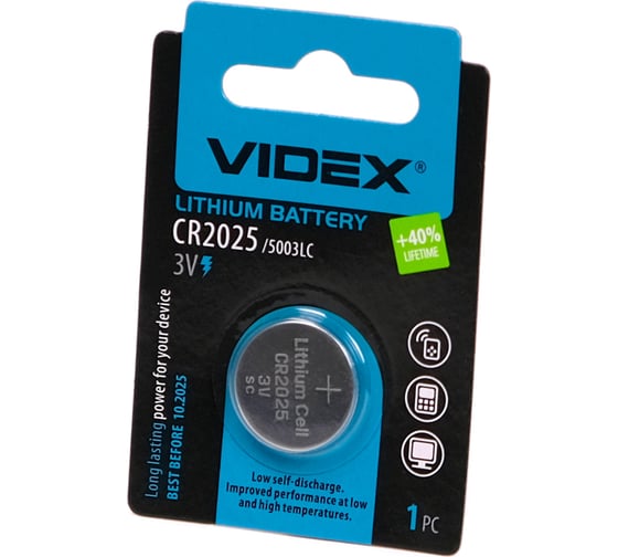 Изображение товара Литиевый элемент питания VIDEX CR2025 1 шт. в блистере VID-CR2025-1BL