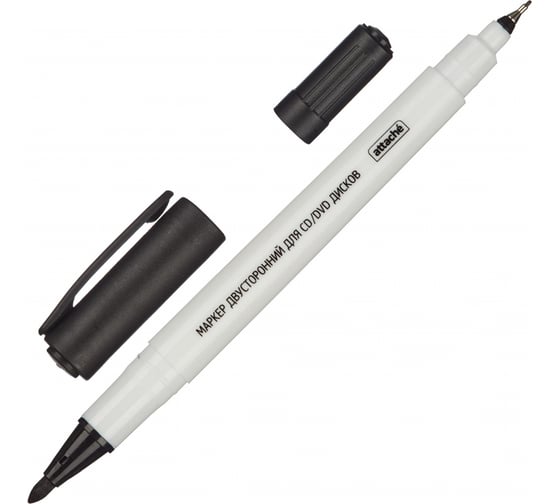 Изображение товара Двусторонний маркер для cd 12 шт в упаковке Attache черный 0.5/1.2 мм 902134