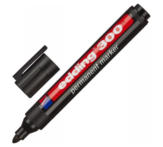 Изображение товара Перманентный маркер Edding E-300/1 черный, 1.5-3 мм, круглый наконечник 35734