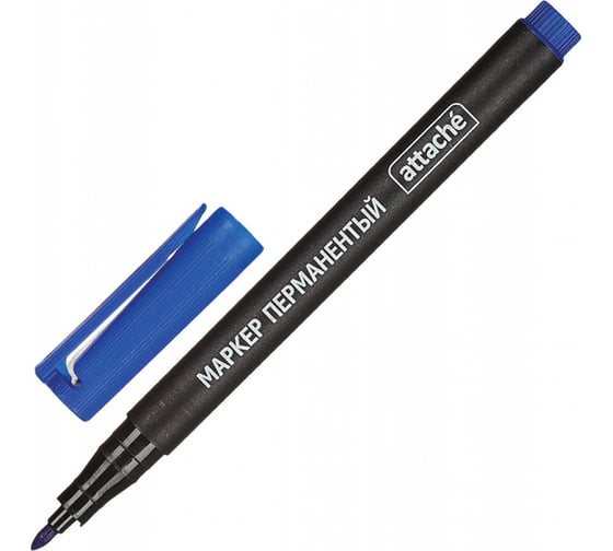 Изображение товара Перманентный маркер 12 шт в упаковке Attache синий 1 мм 867250