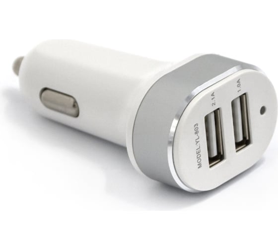 Изображение товара Автомобильное зарядное устройство BYZ 2хUSB-А, 2.1 А, белый с серебром 23750-YL-803WS