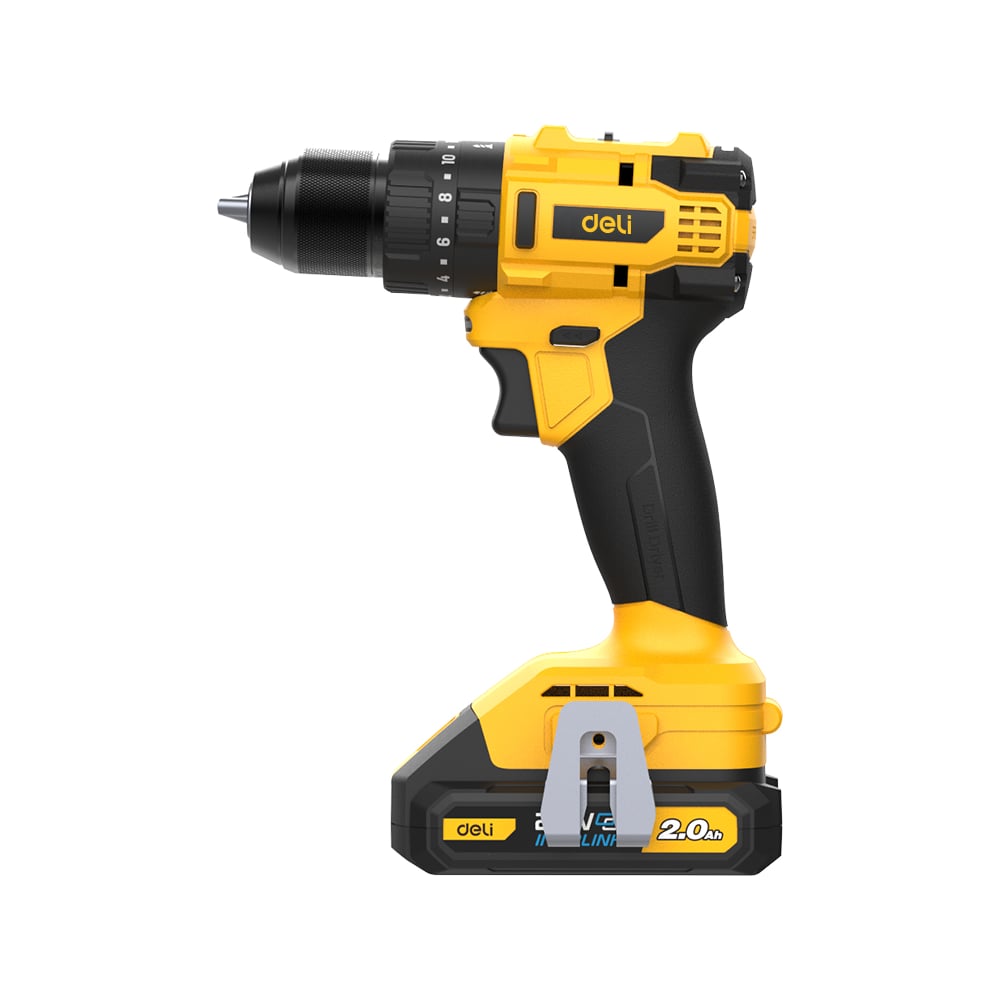 Изображение товара Дрель-шуруповерт аккумуляторная ударная DELI DC150 2 акб, 20В х 2Ач, ЗУ, 50Нм, сумка 168771