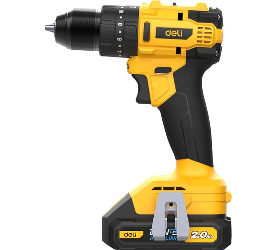 Изображение товара Дрель-шуруповерт аккумуляторная ударная DELI DC150 2 акб, 20В х 2Ач, ЗУ, 50Нм, сумка 168771