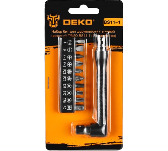 Изображение товара Набор бит с L-образным ключом DEKO BS11-1 (11 предметов) 065-0589