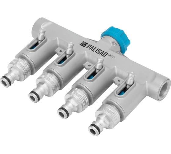 Изображение товара Разветвитель четырехканальный PALISAD с внутренней резьбой 3/4, алюминий, LUXE 65833