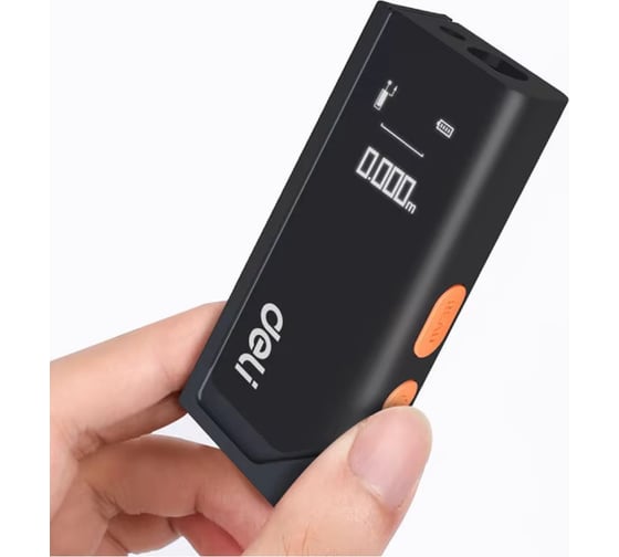 Изображение товара Лазерный дальномер DELI Home Series Black DL331140 диапазон измерений 0,05-40м, точность измерения +/-3мм, 370 мАч, OLED дисплей, Type-C 170179