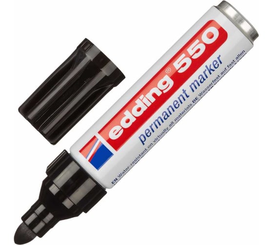 Изображение товара Перманентный маркер Edding E-550/1 черный 3-4 мм круглый наконечник 539363