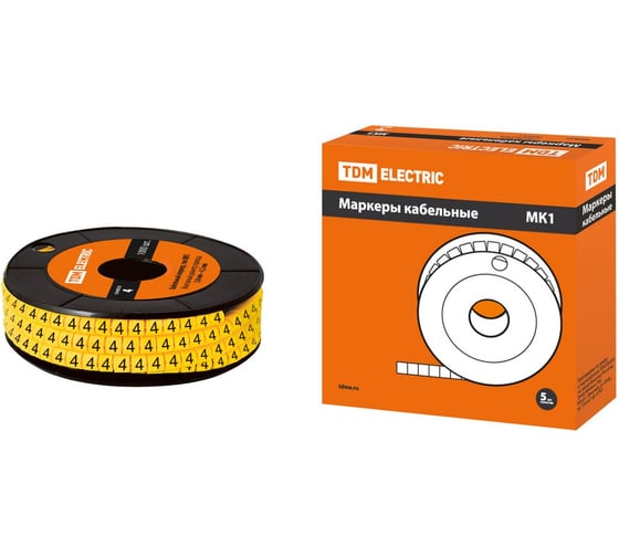 Изображение товара Маркер TDM ELECTRIC МК1 - 2,5мм, символ 4, 1000шт/ролл SQ0511-0019