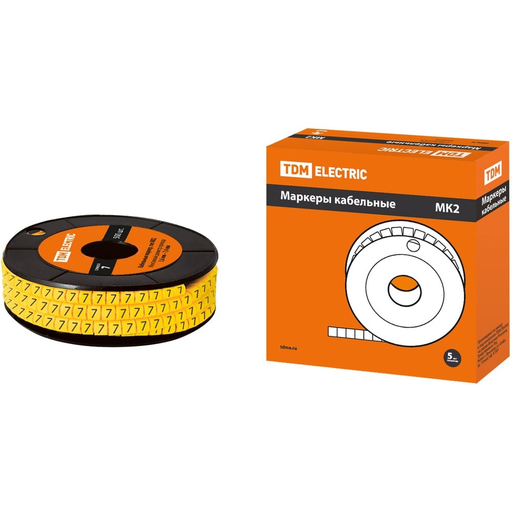 Изображение товара Маркер TDM ELECTRIC МК2 4мм желтый цифра 7 500шт