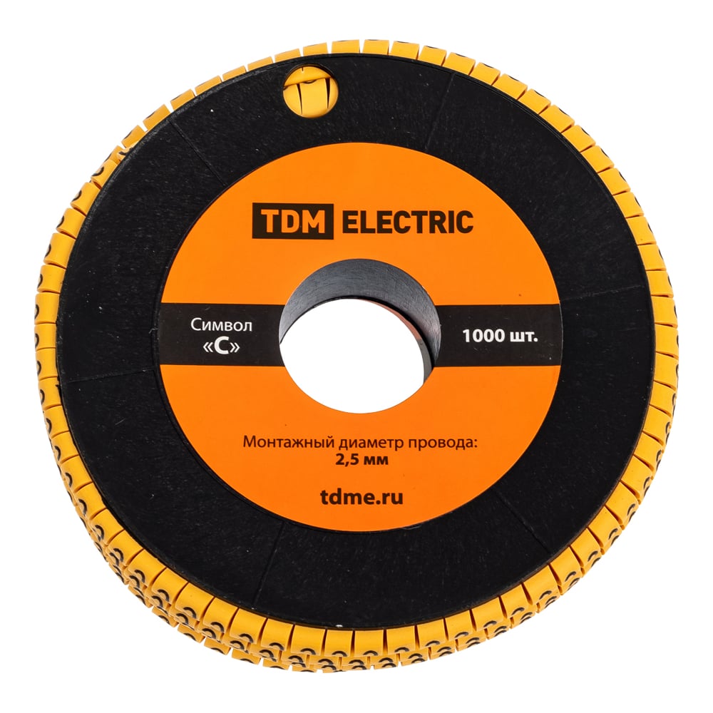 Изображение товара Маркер TDM ELECTRIC МК1 для кабелей 2,5 мм, 1000 шт, желтый